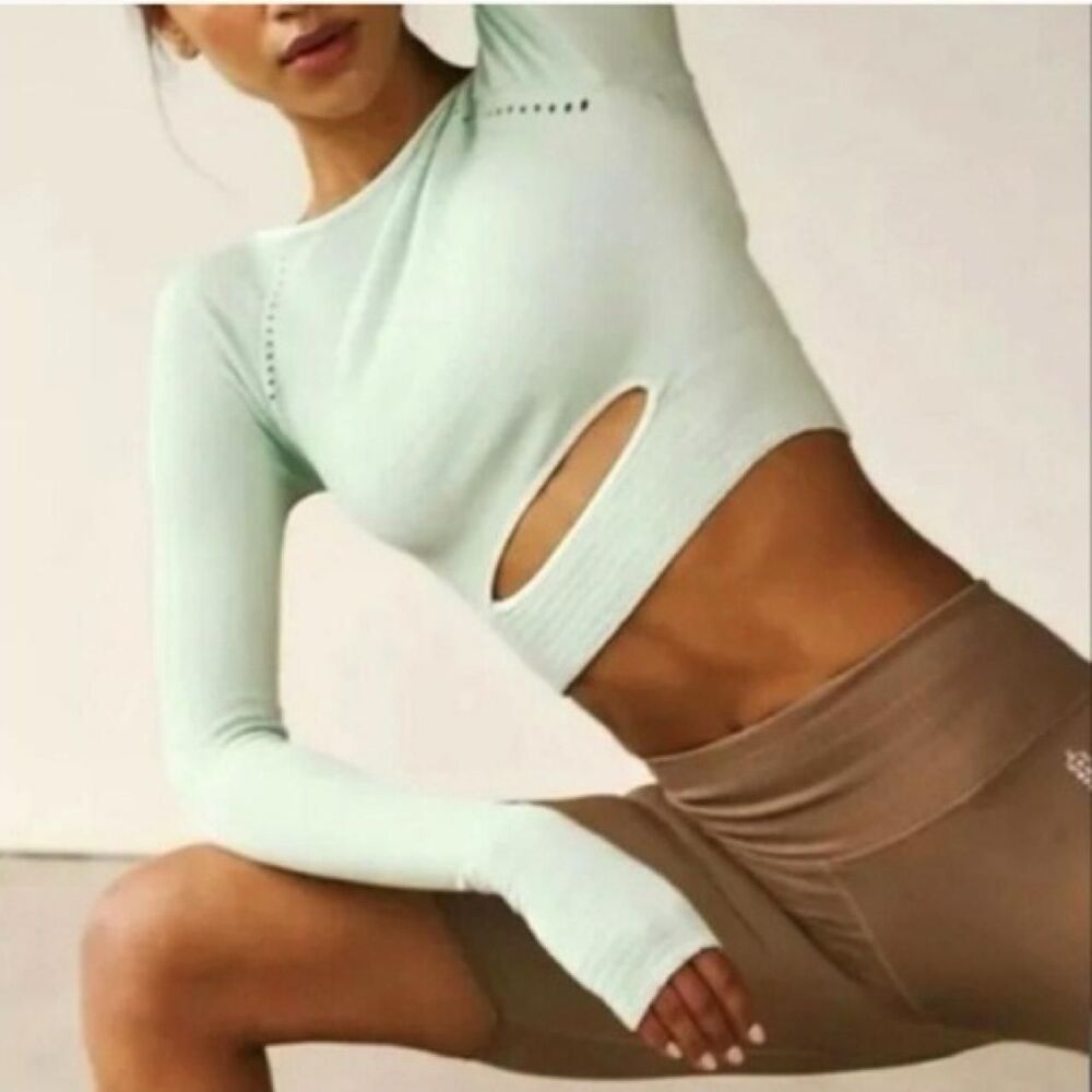 Free-people Women's Green and Blue Crop-top